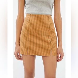 Urban Outfitters Notched Plaid Slit Preppy Mini Skirt Size Small